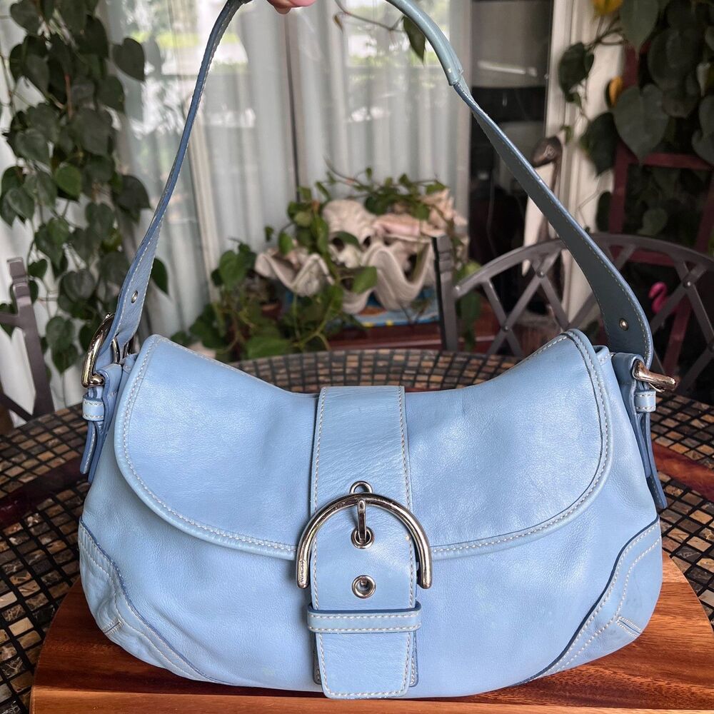 Coach Vintage Soho Blue Leather Shoulder Bag Y2K #9248